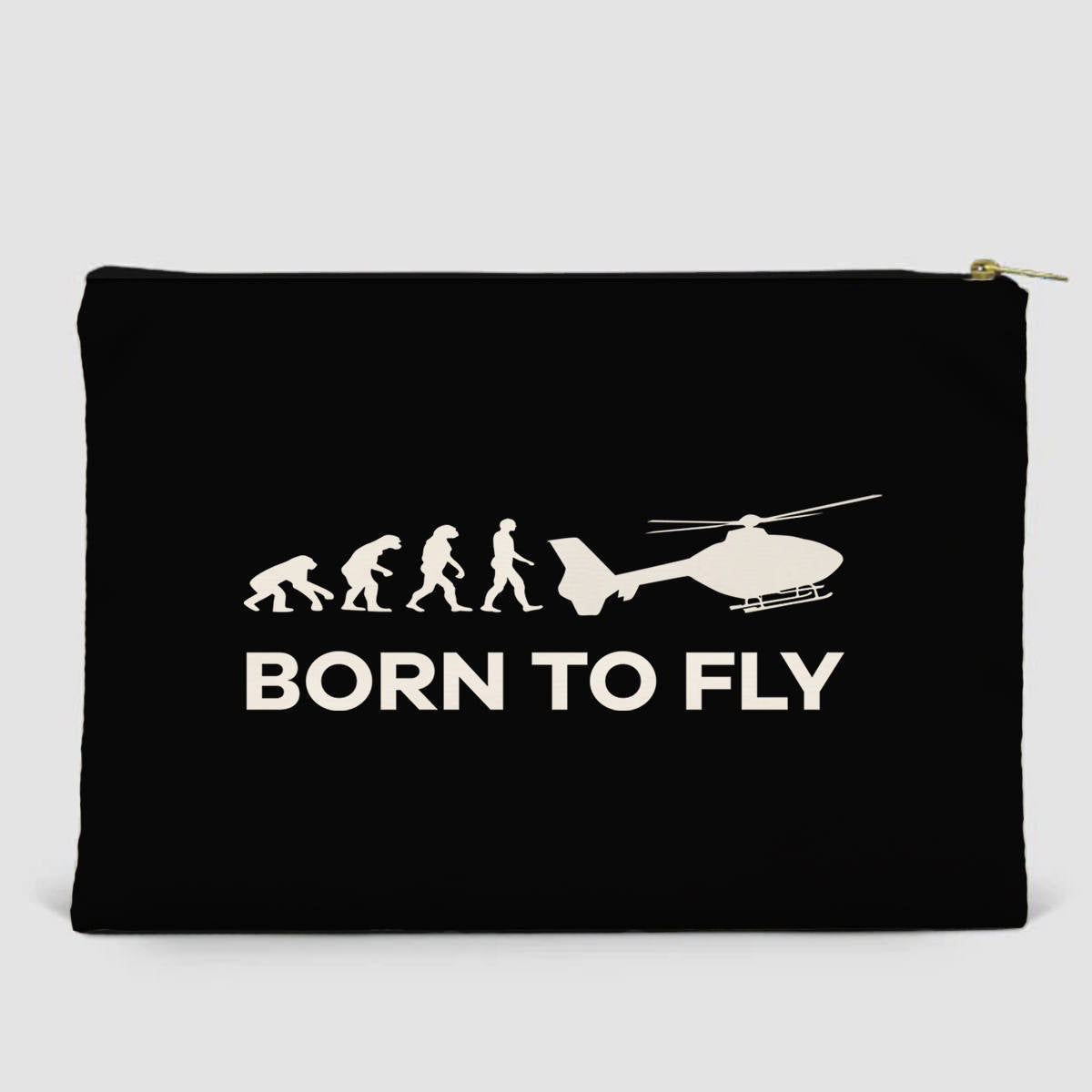 Born To Fly Helicopter Designed Zipper Pouch