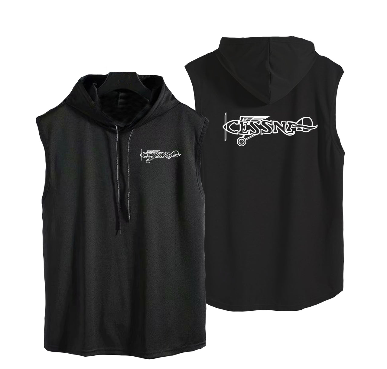 Special Cessna Text Designed Hooded Tank Tops