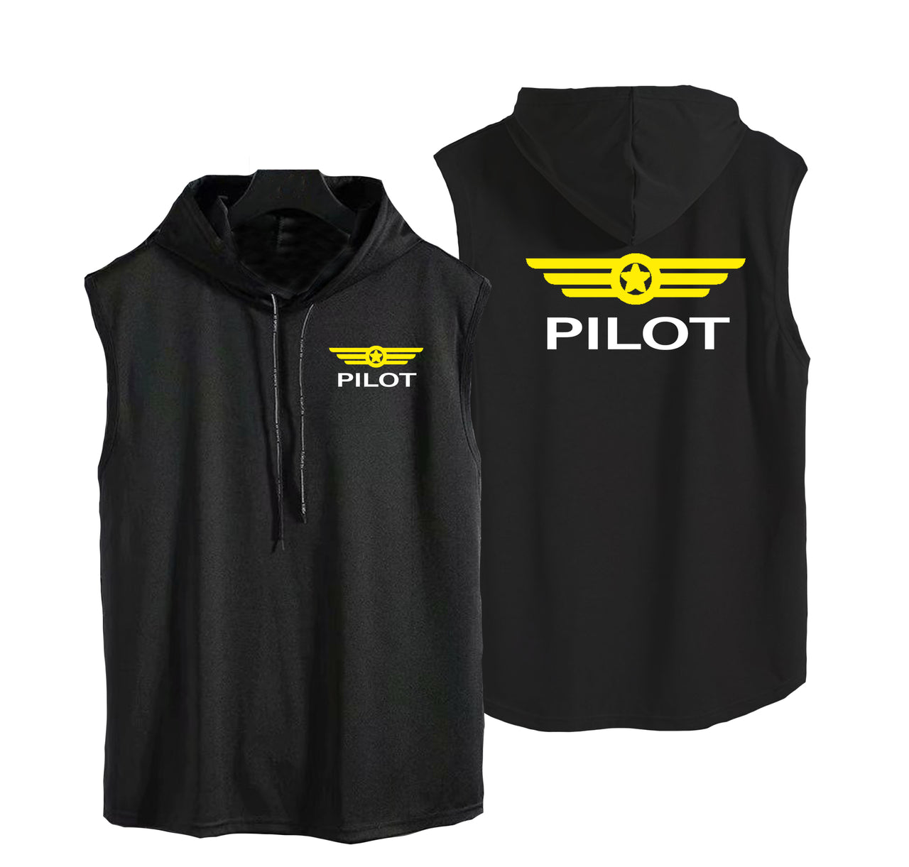 Pilot & Badge Designed Hooded Tank Tops