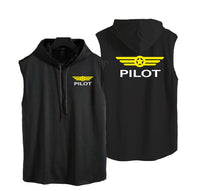 Thumbnail for Pilot & Badge Designed Hooded Tank Tops