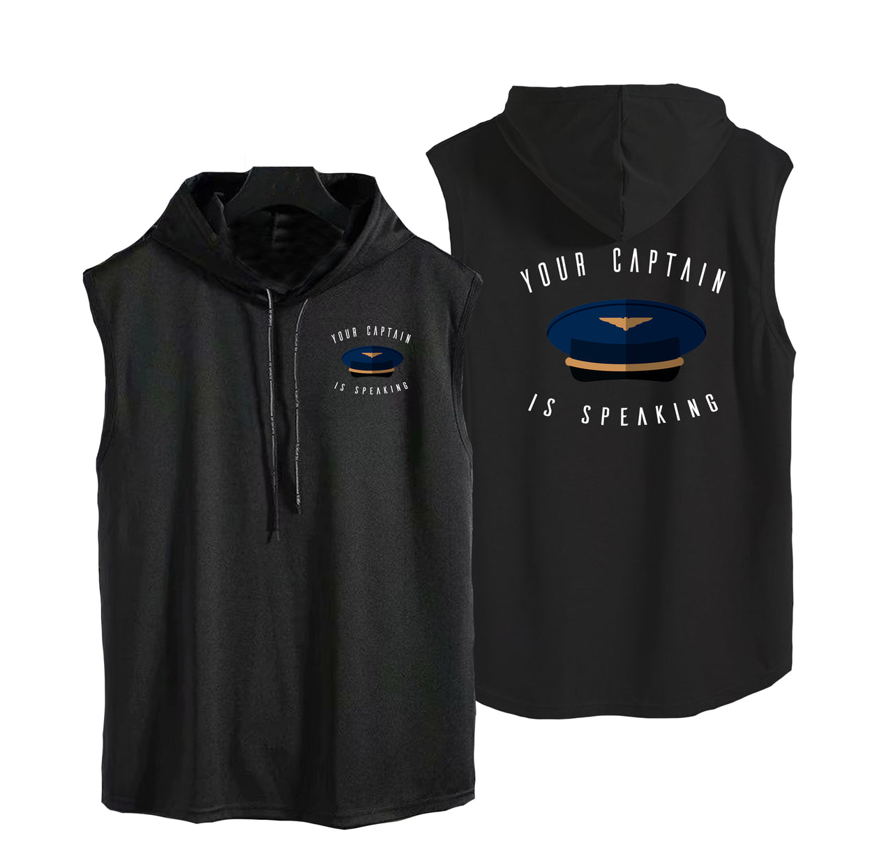 Your Captain Is Speaking Designed Hooded Tank Tops