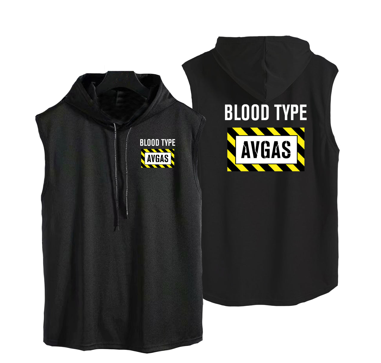 Blood Type AVGAS Designed Hooded Tank Tops