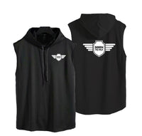 Thumbnail for Born To Fly & Badge Designed Hooded Tank Tops