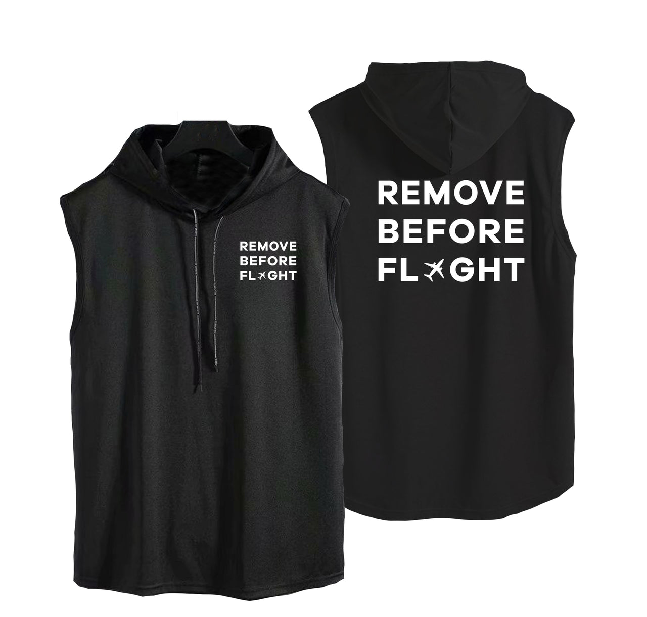 Remove Before Flight Designed Hooded Tank Tops