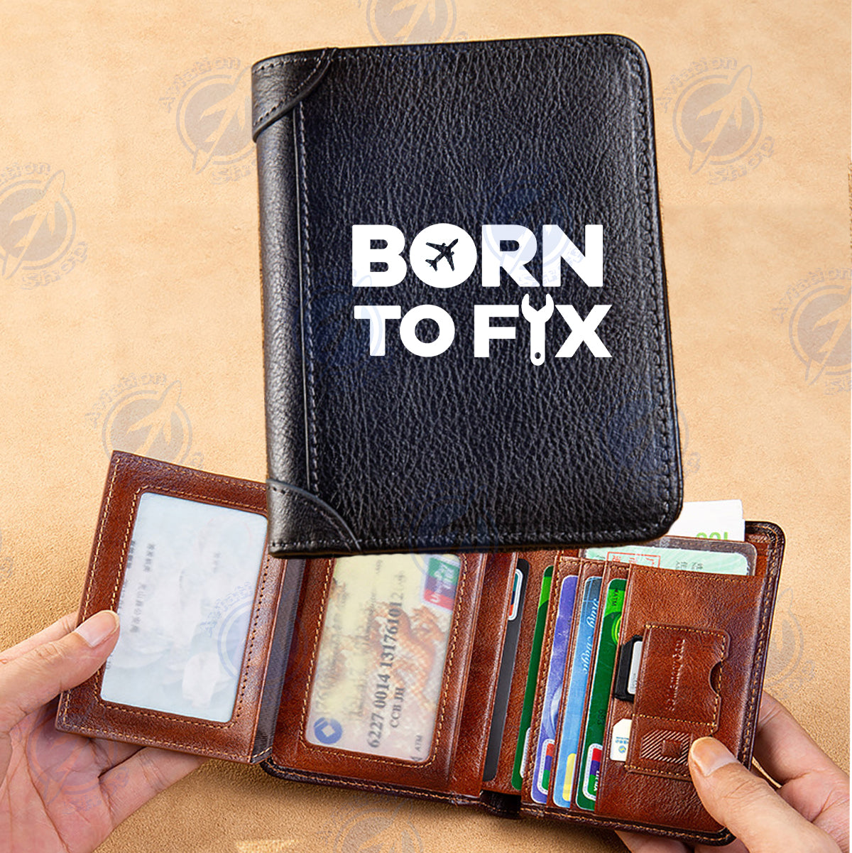 Born To Fix Airplanes Designed Leather Wallets