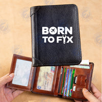 Thumbnail for Born To Fix Airplanes Designed Leather Wallets