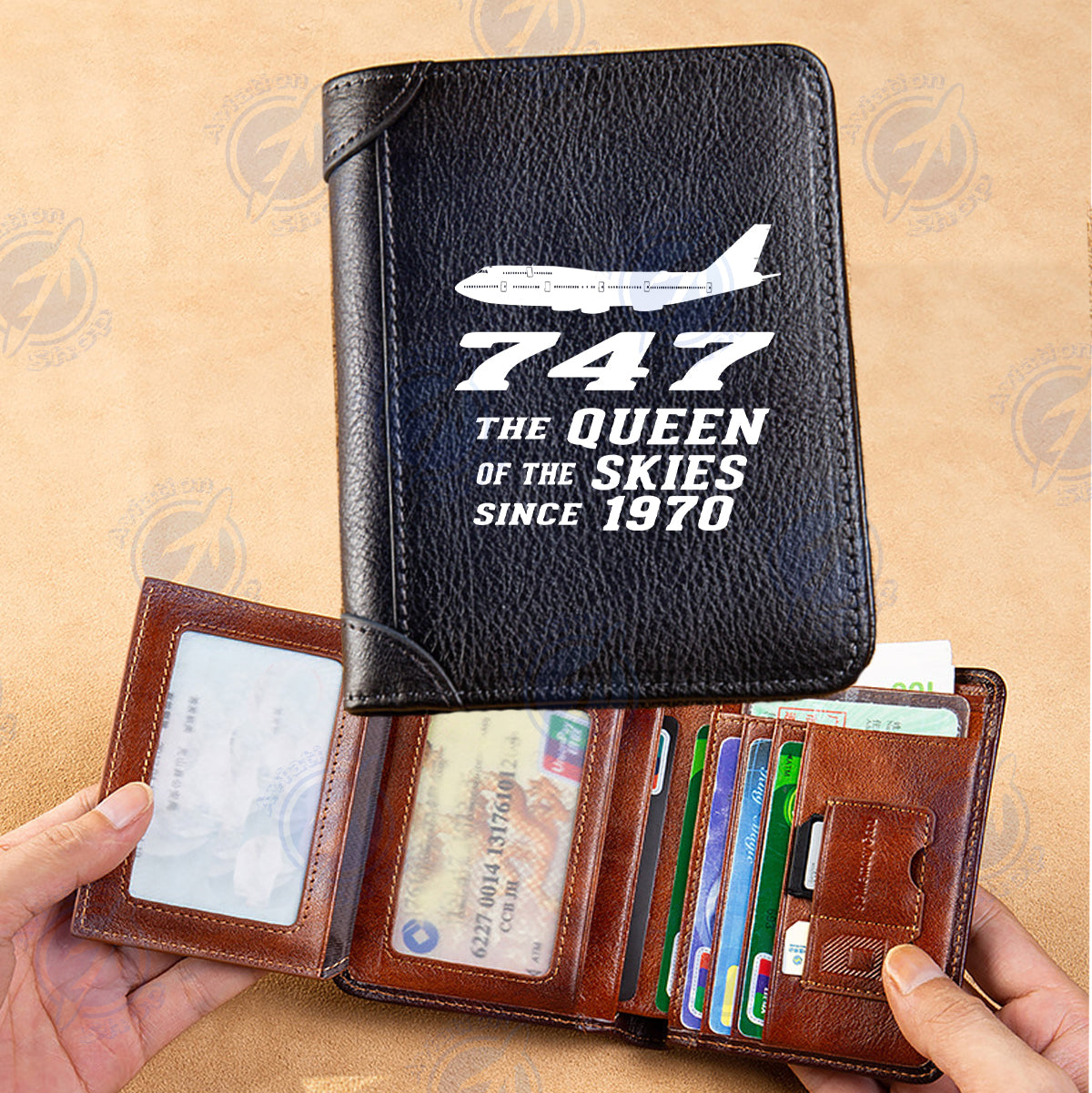 Boeing 747 - Queen of the Skies (2) Designed Leather Wallets