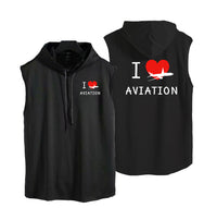 Thumbnail for I Love Aviation Designed Hooded Tank Tops