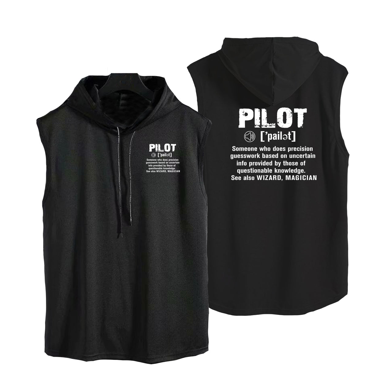 Pilot [Noun] Designed Hooded Tank Tops