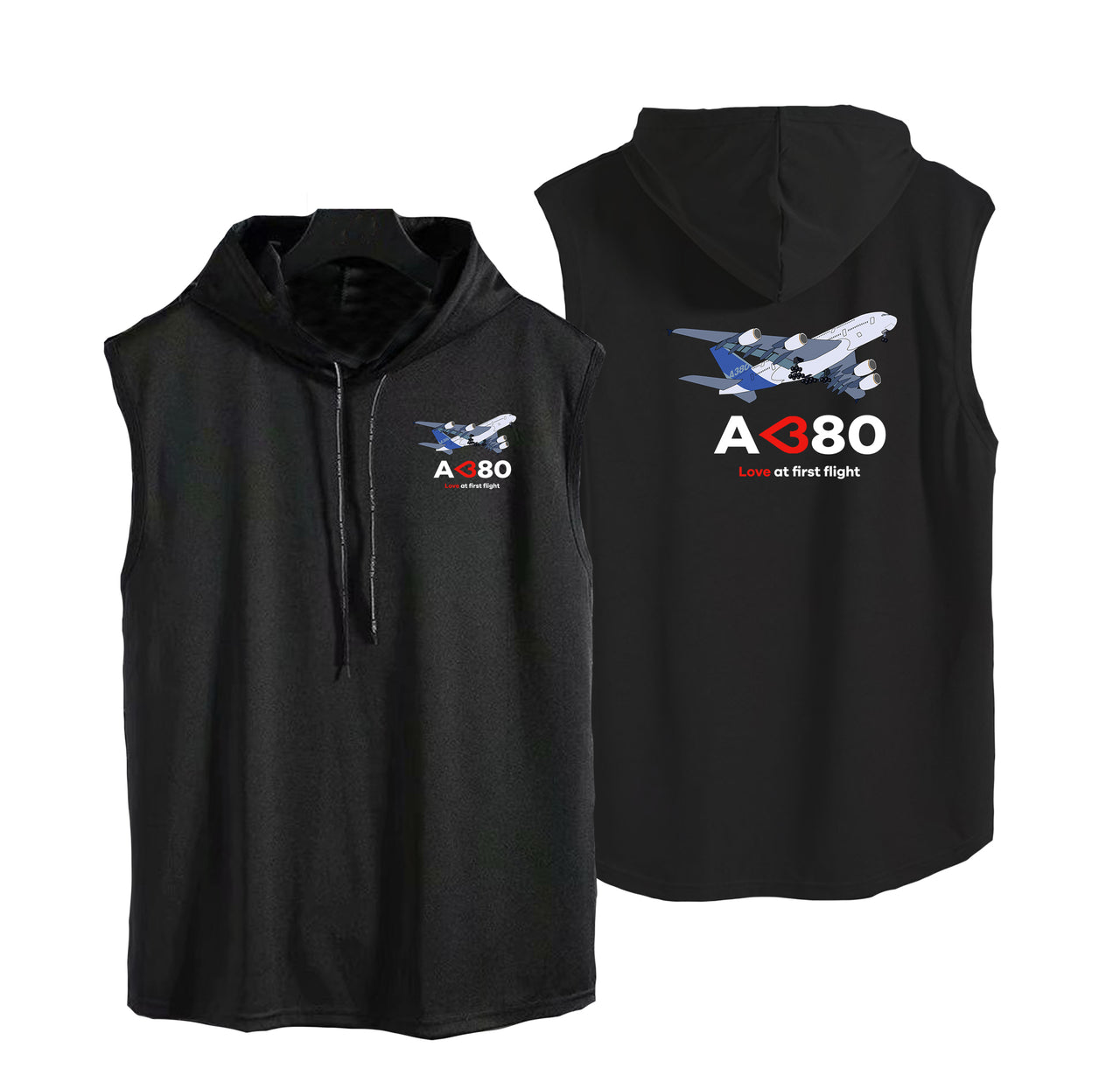 Airbus A380 Love at first flight Designed Hooded Tank Tops