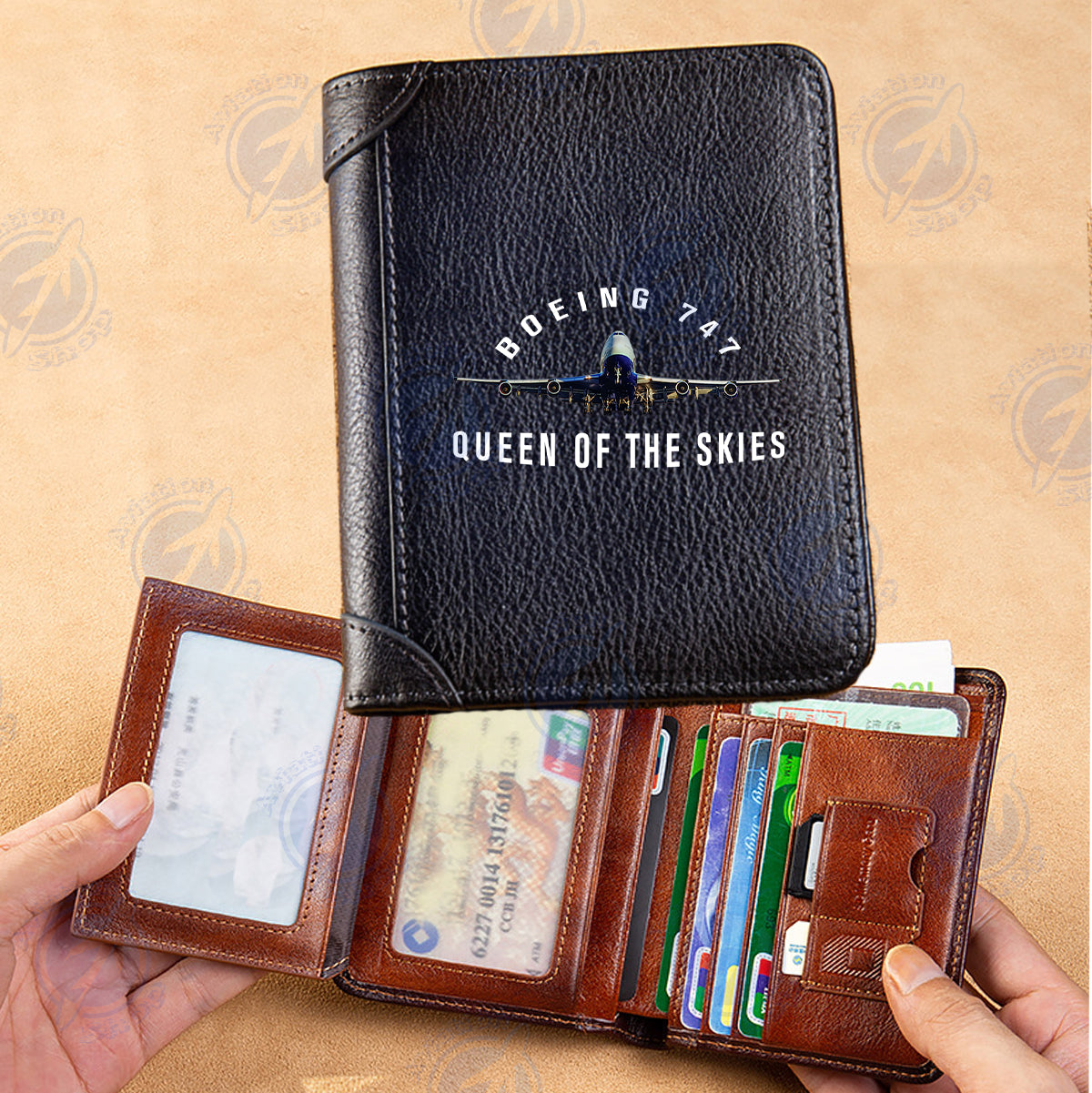 Boeing 747 Queen of the Skies Designed Leather Wallets