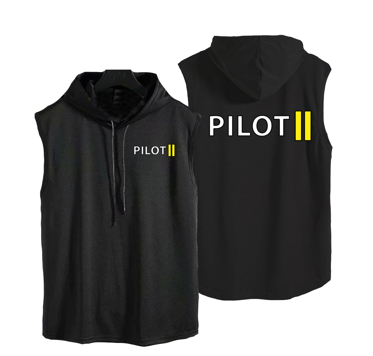 Pilot & Stripes (2 Lines) Designed Hooded Tank Tops