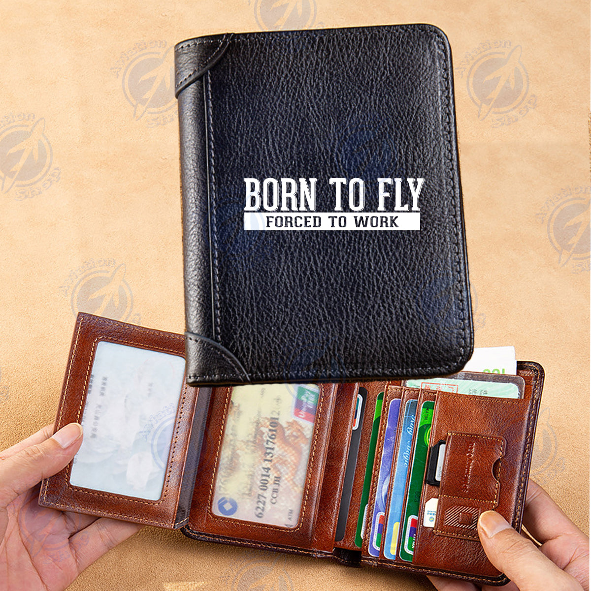 Born To Fly Forced To Work Designed Leather Wallets