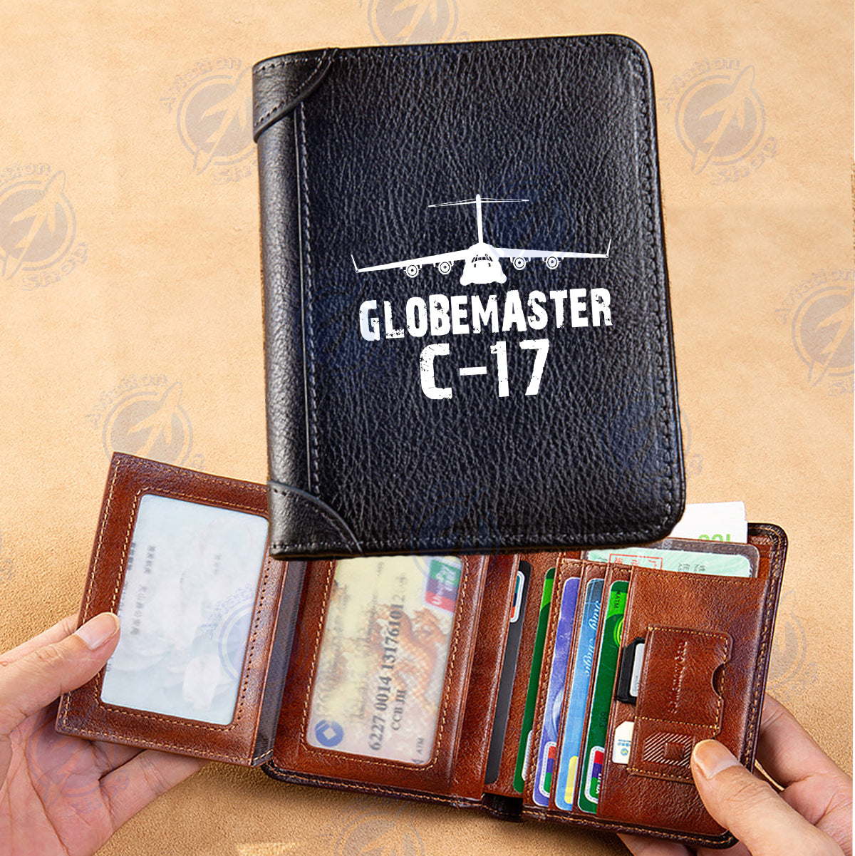 GlobeMaster C-17 & Plane Designed Leather Wallets