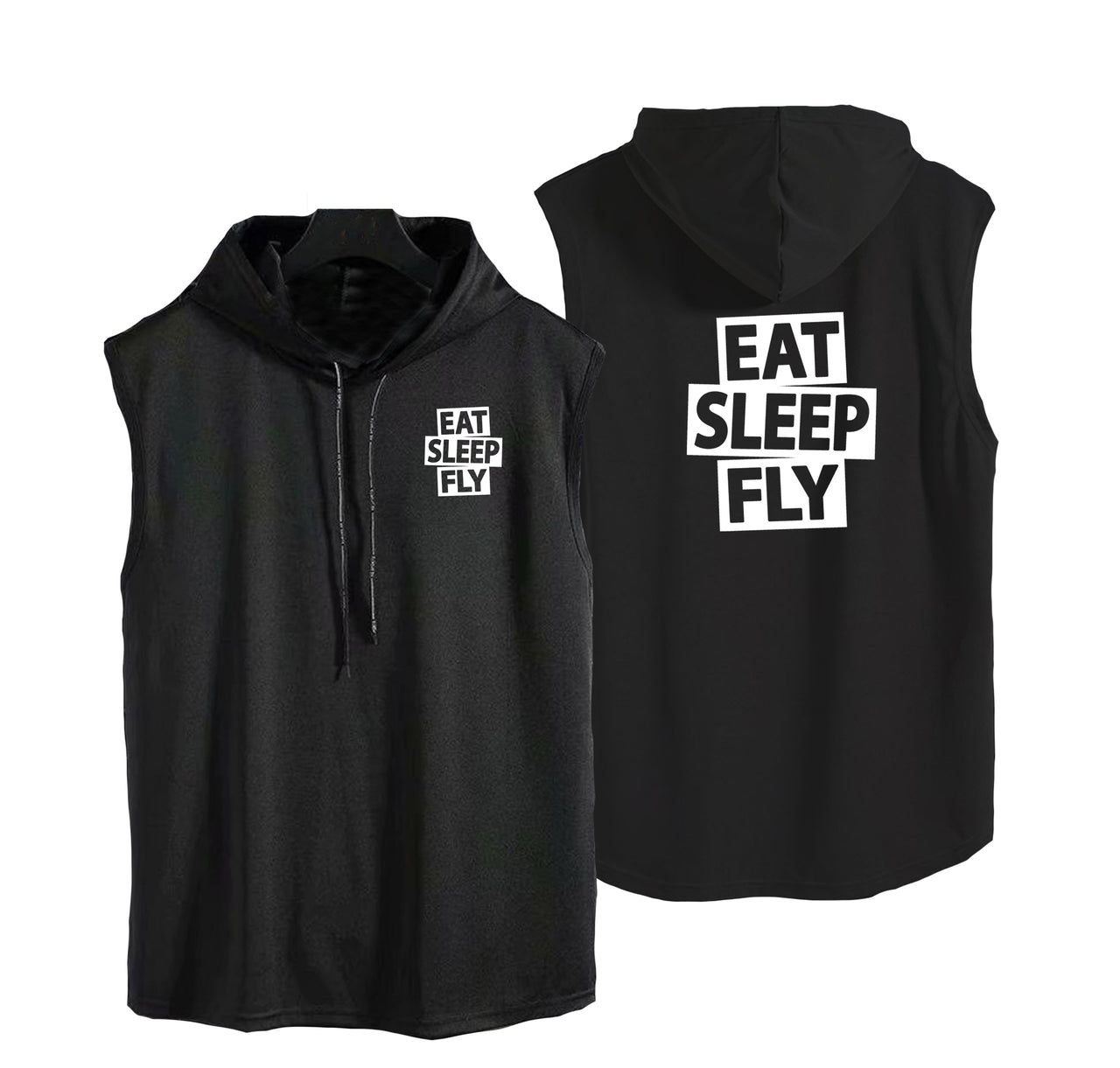 Eat Sleep Fly Designed Hooded Tank Tops