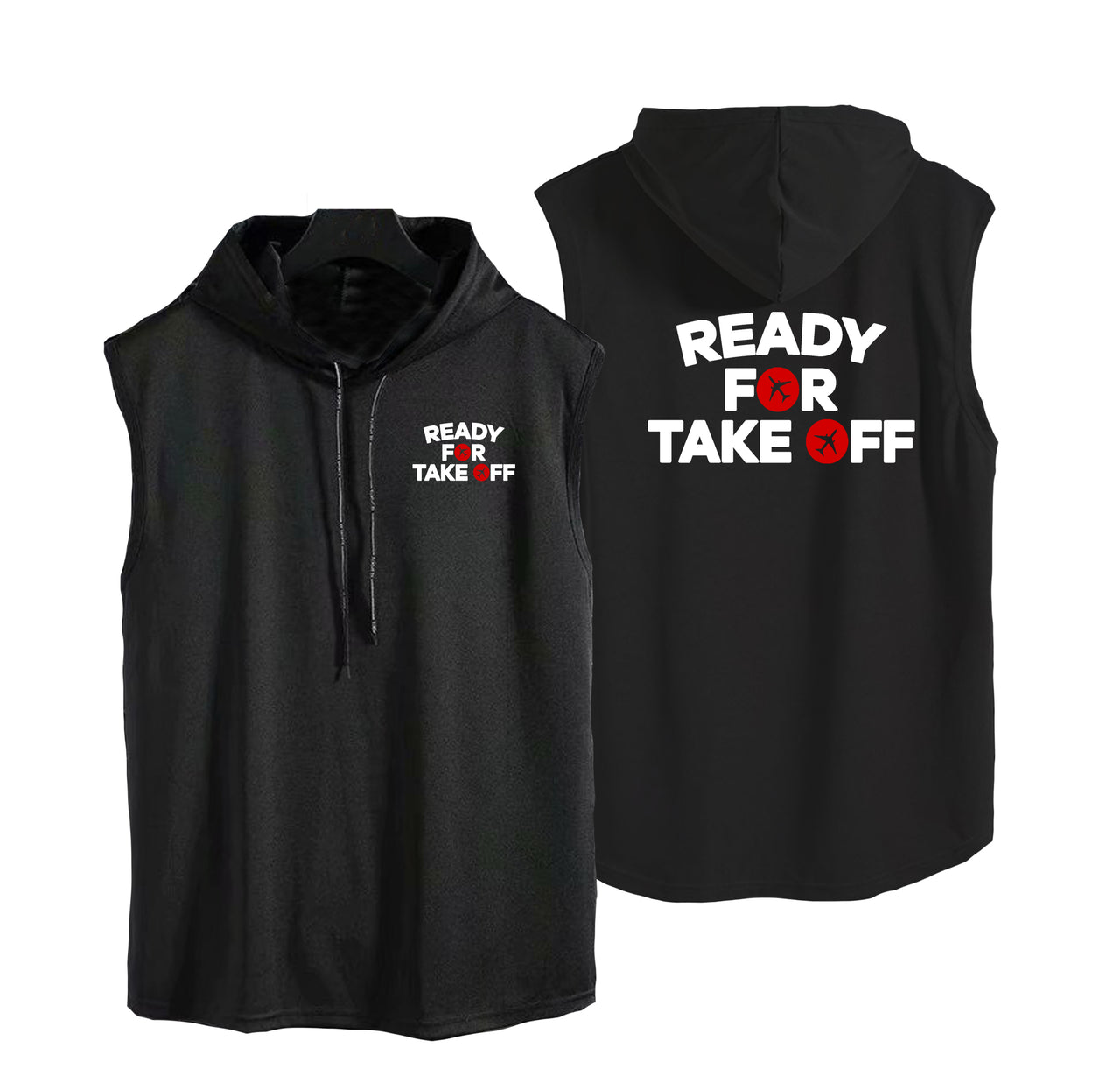 Ready For Takeoff Designed Hooded Tank Tops