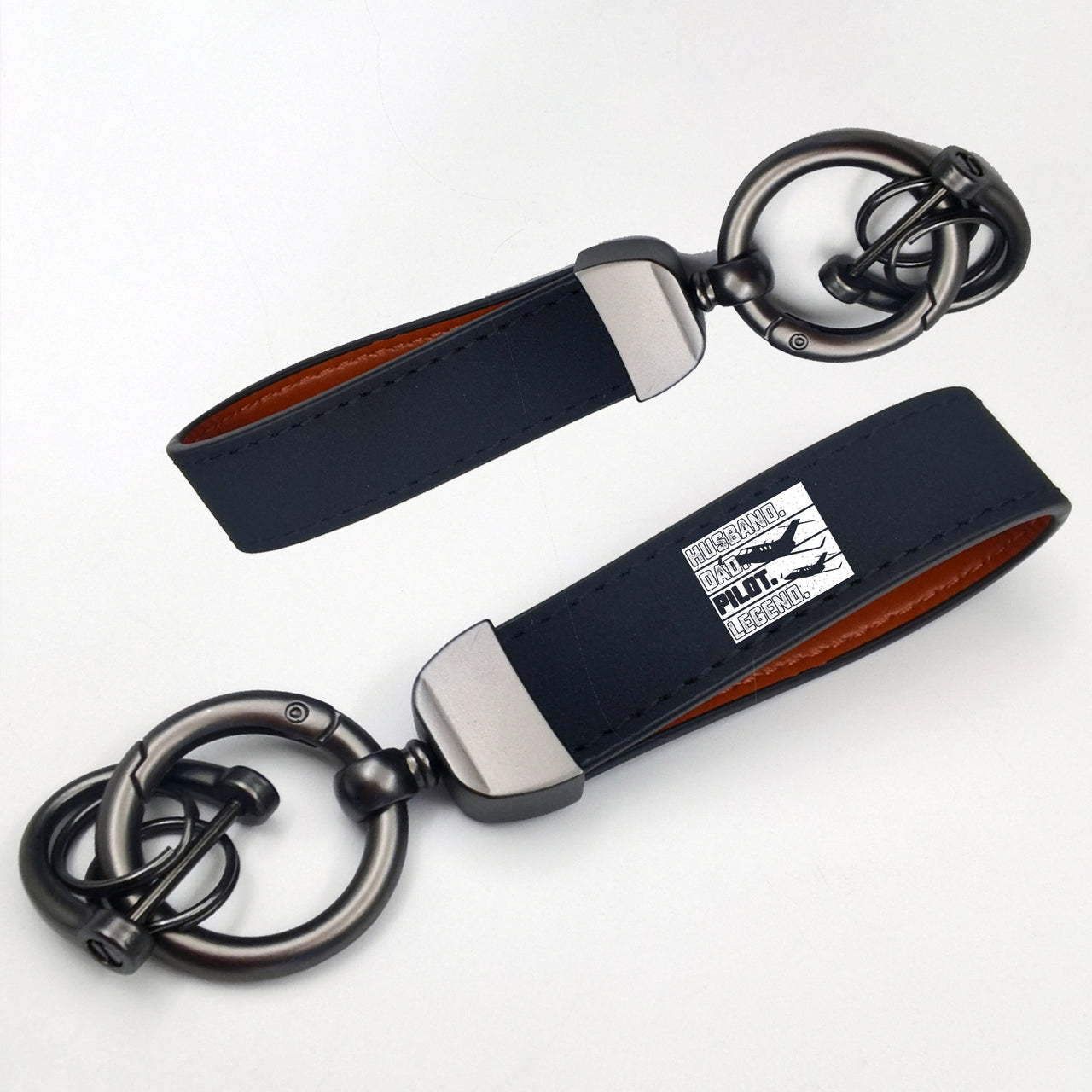 Husband & Dad & Pilot & Legend Design Horseshoe Buckle Key Chains