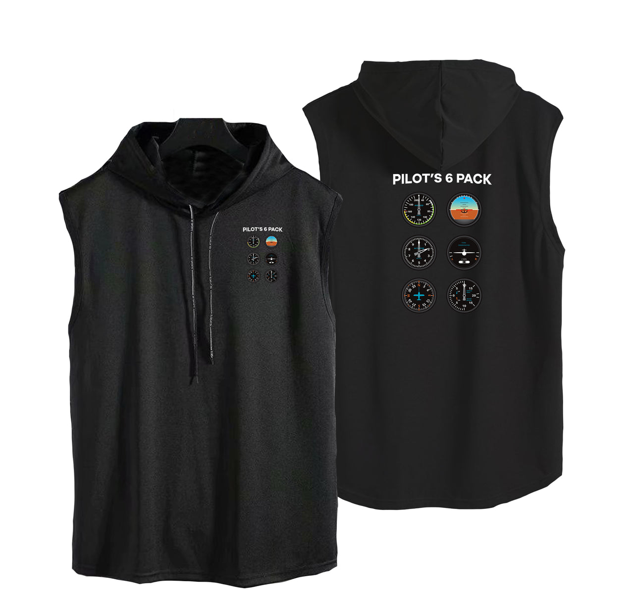 Pilot's 6 Pack Designed Hooded Tank Tops