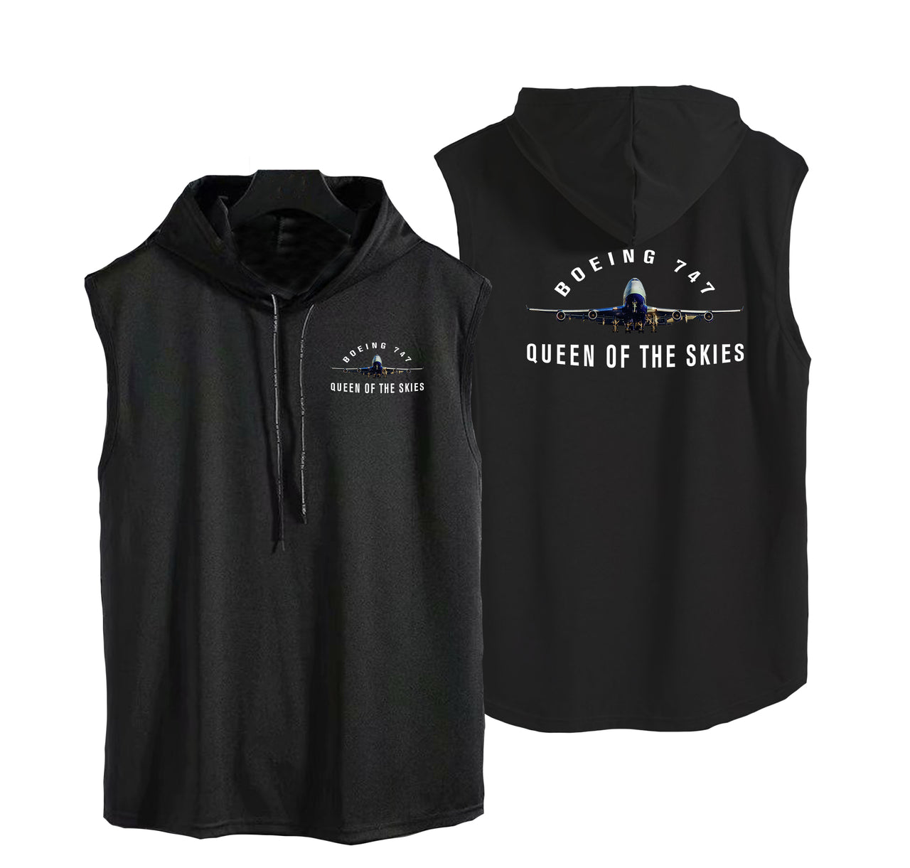 Boeing 747 Queen of the Skies Designed Hooded Tank Tops