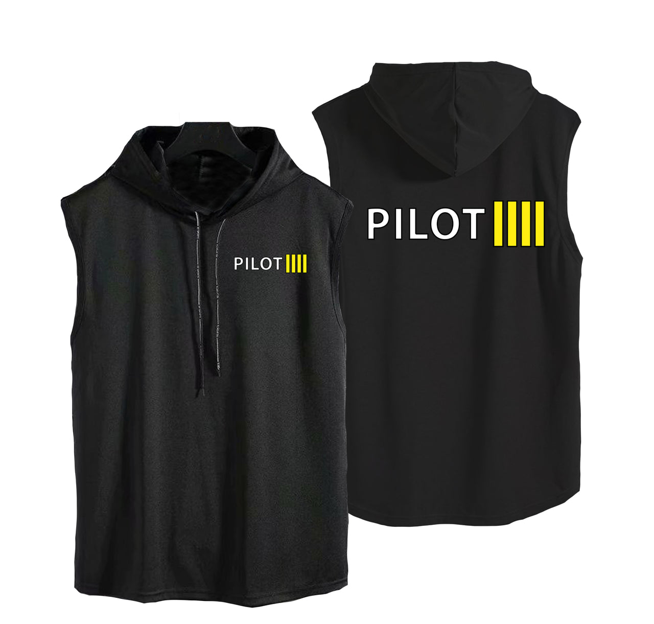 Pilot & Stripes (4 Lines) Designed Hooded Tank Tops