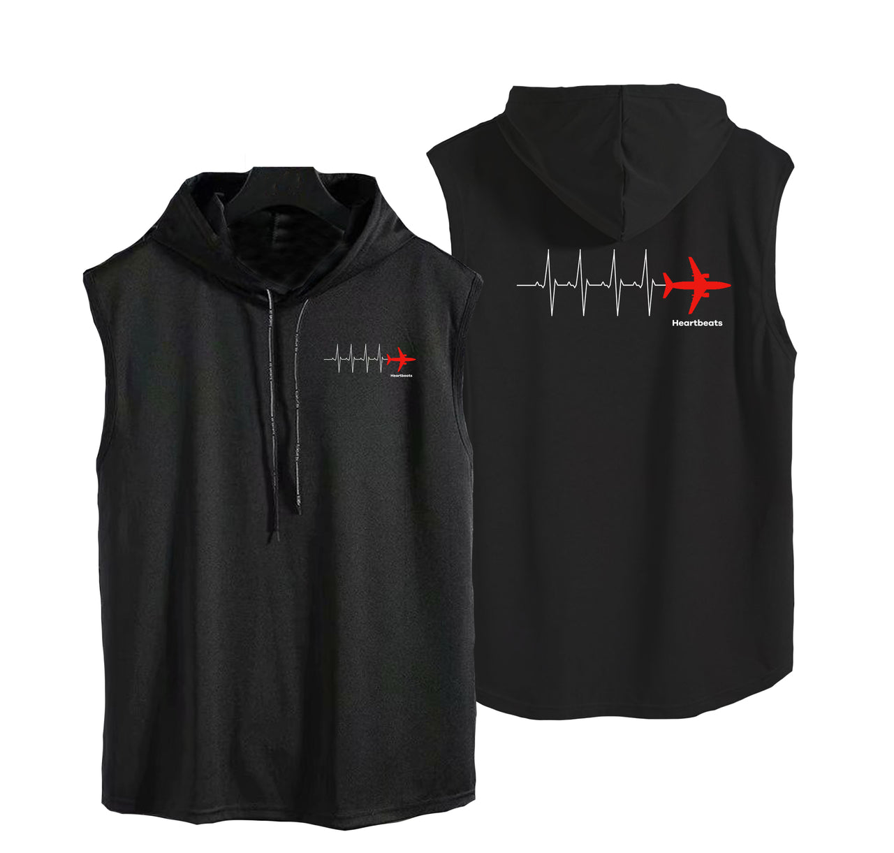 Aviation Heartbeats Designed Hooded Tank Tops