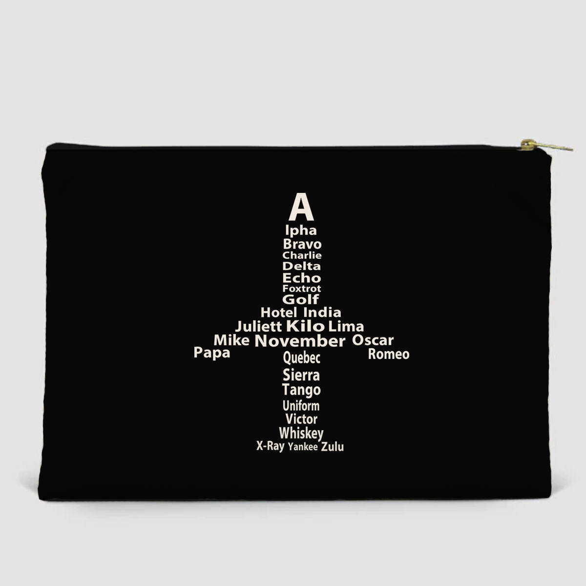 Airplane Shape Aviation Alphabet Designed Zipper Pouch