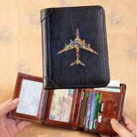 Thumbnail for Colourful Airplane Designed Leather Wallets