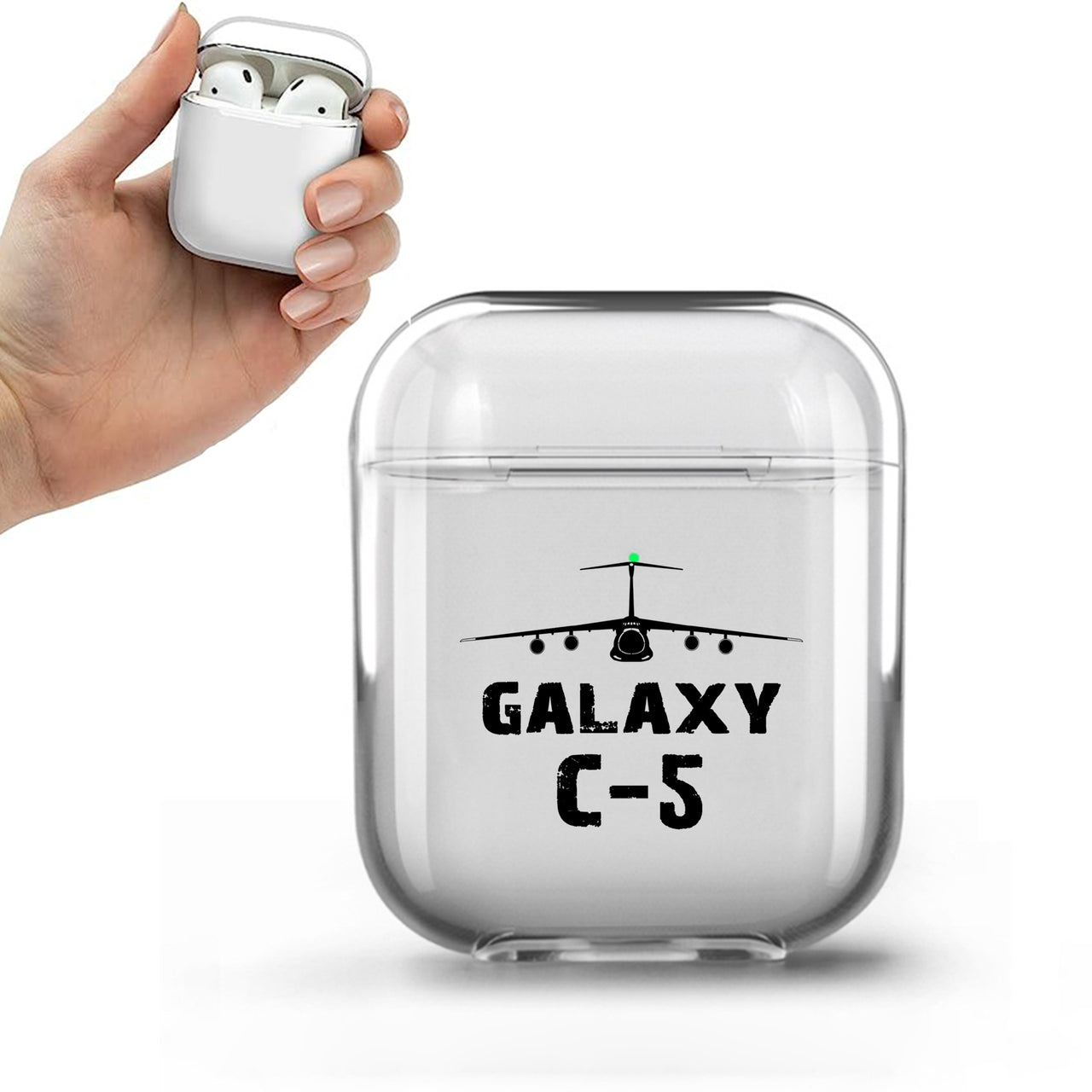 Galaxy C-5 & Plane Designed Transparent Earphone AirPods Cases