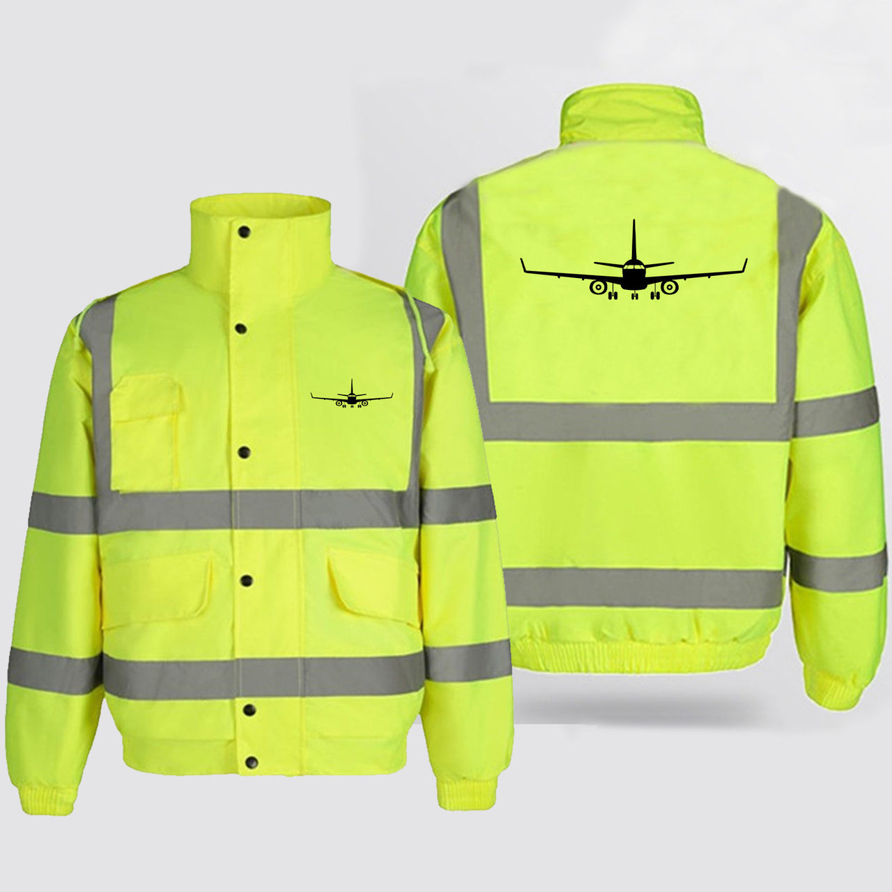 Embraer E-190 Silhouette Plane Designed Reflective Winter Jackets