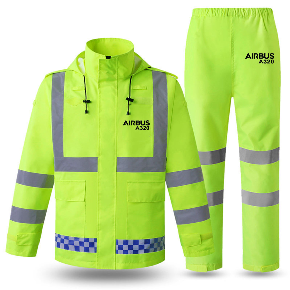 Airbus A320 & Text Designed Reflective Waterproof Rainsuit Set