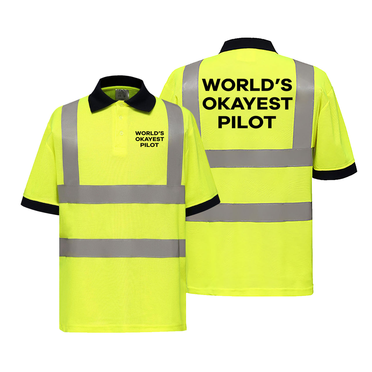 World's Okayest Pilot Designed Reflective Polo T-Shirts