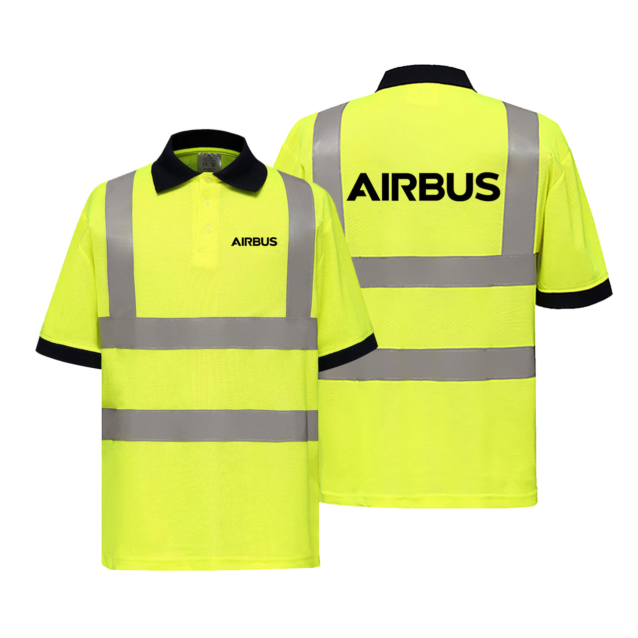 Airbus & Text Designed Reflective Polo T-Shirts