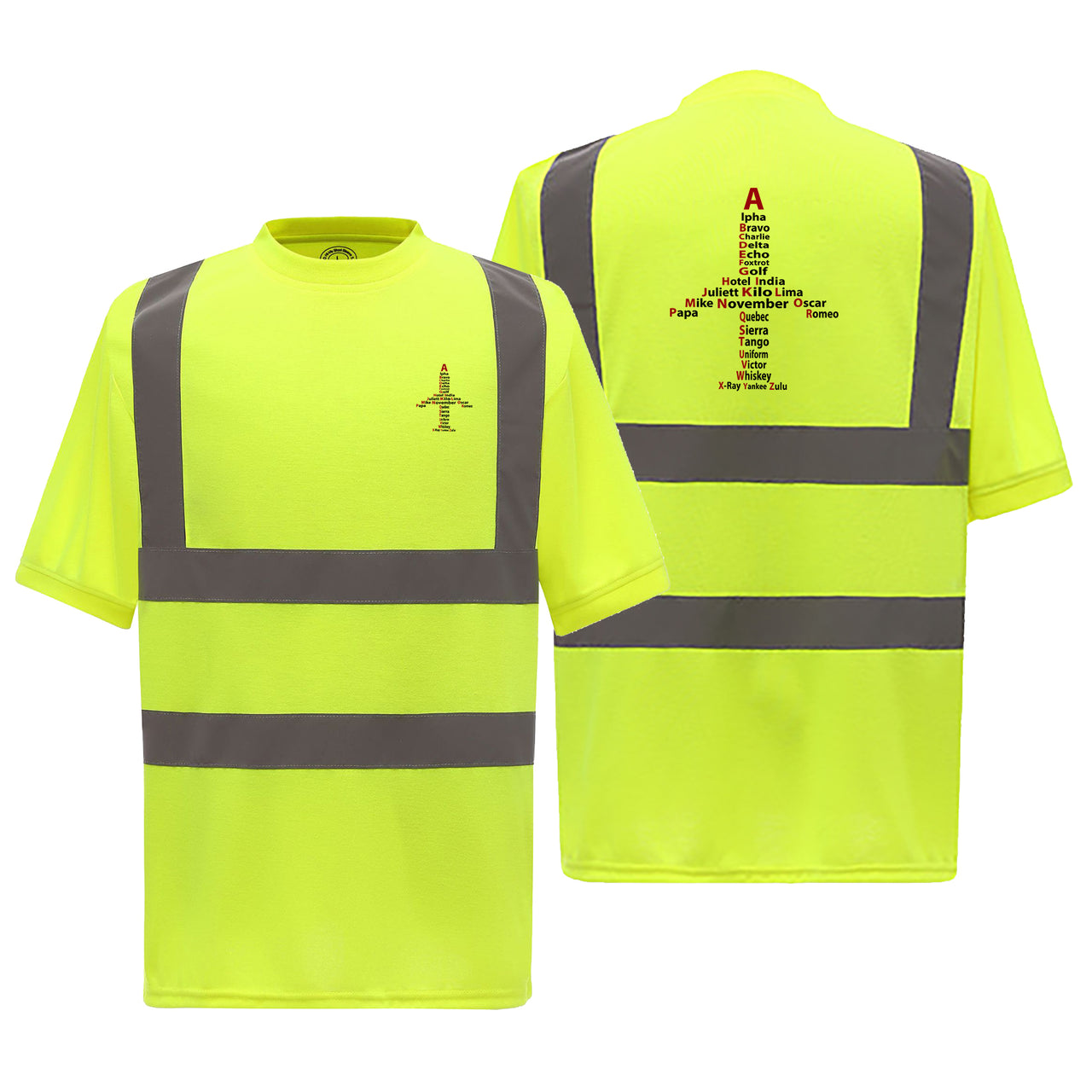 Airplane Shape Aviation Alphabet Designed Reflective T-Shirts