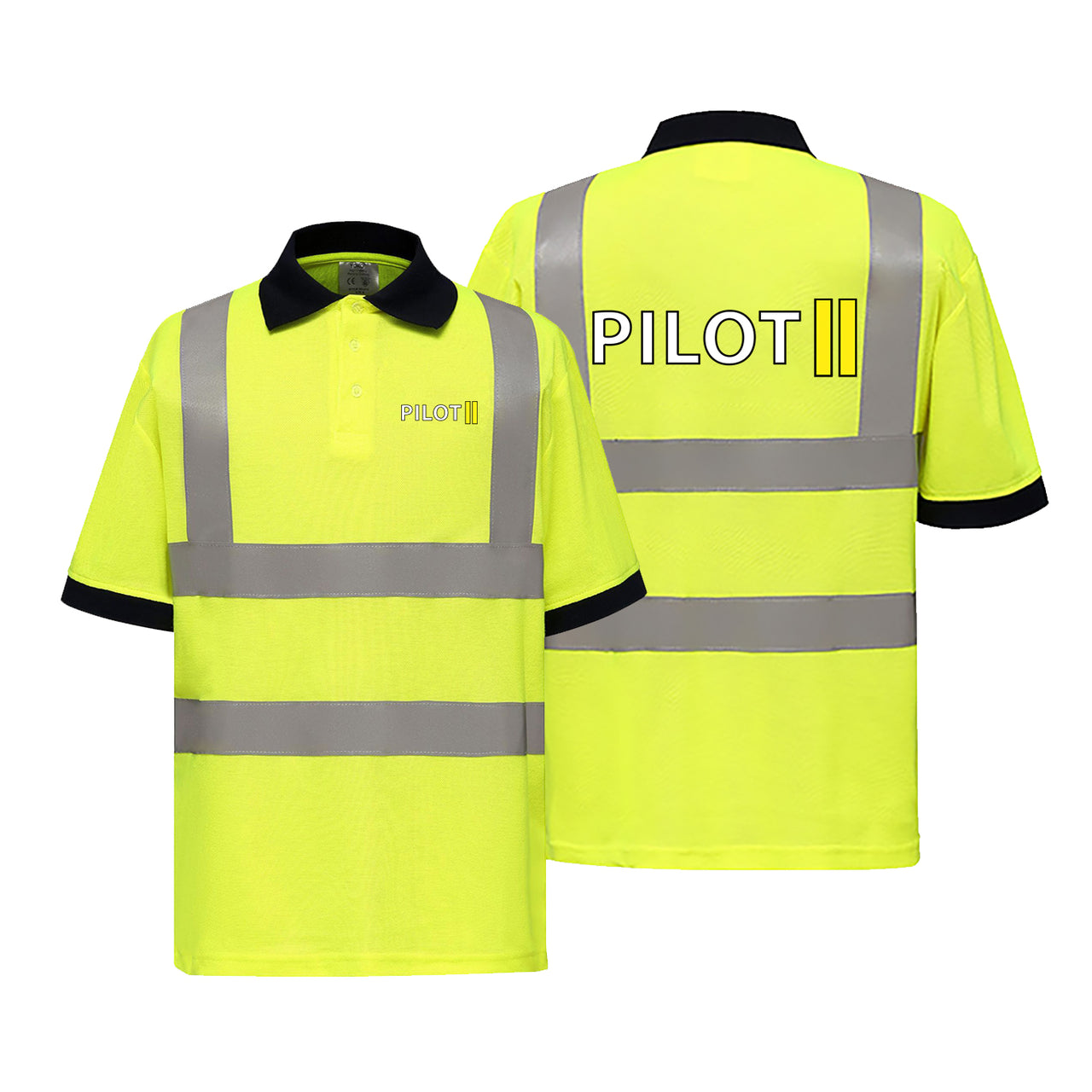 Pilot & Stripes (2 Lines) Designed Reflective Polo T-Shirts