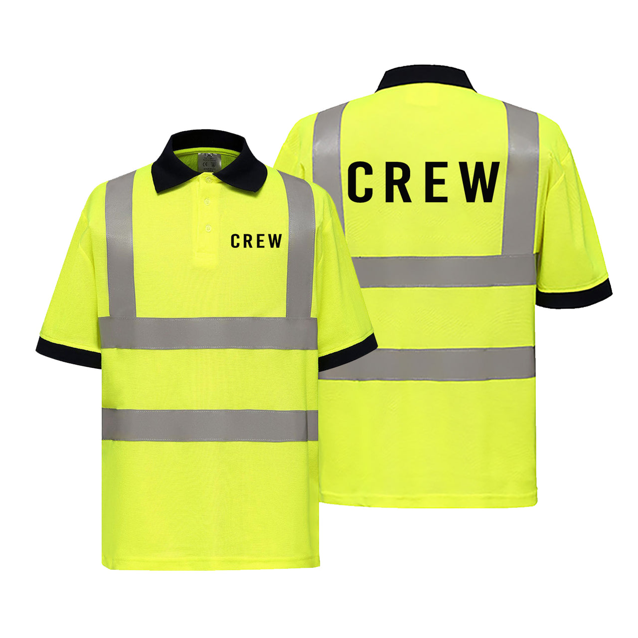 CREW & Text Designed Reflective Polo T-Shirts