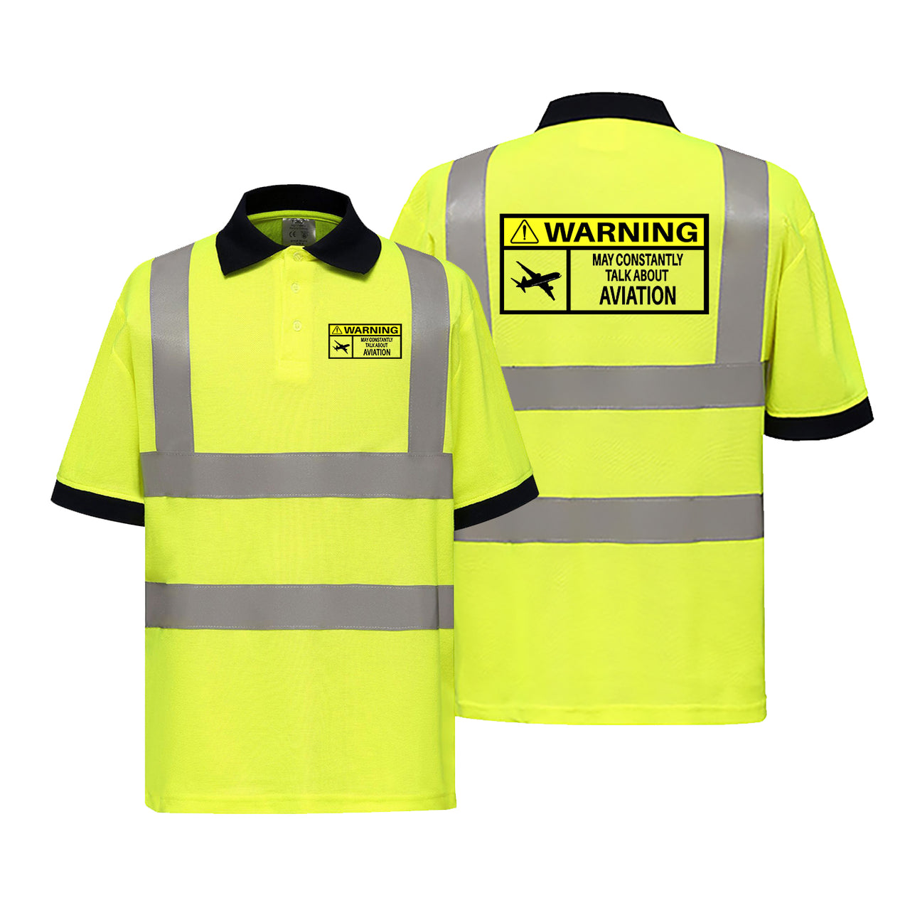 Warning May Constantly Talk About Aviation Designed Reflective Polo T-Shirts