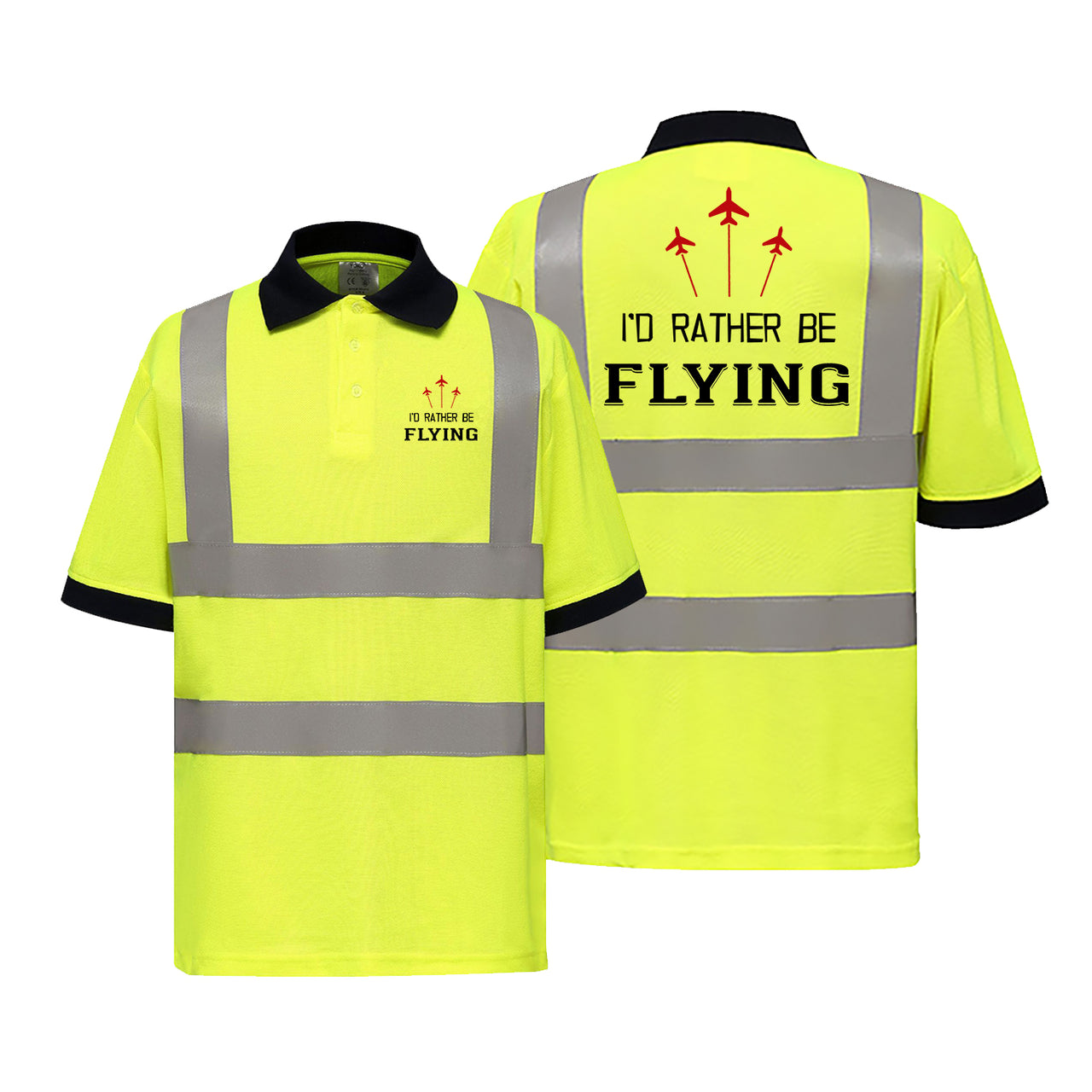 I'D Rather Be Flying Designed Reflective Polo T-Shirts