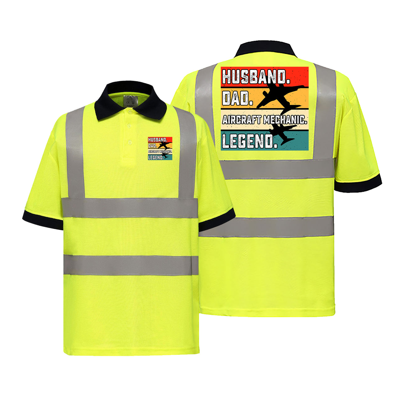 Husband & Dad & Aircraft Mechanic & Legend Designed Reflective Polo T-Shirts