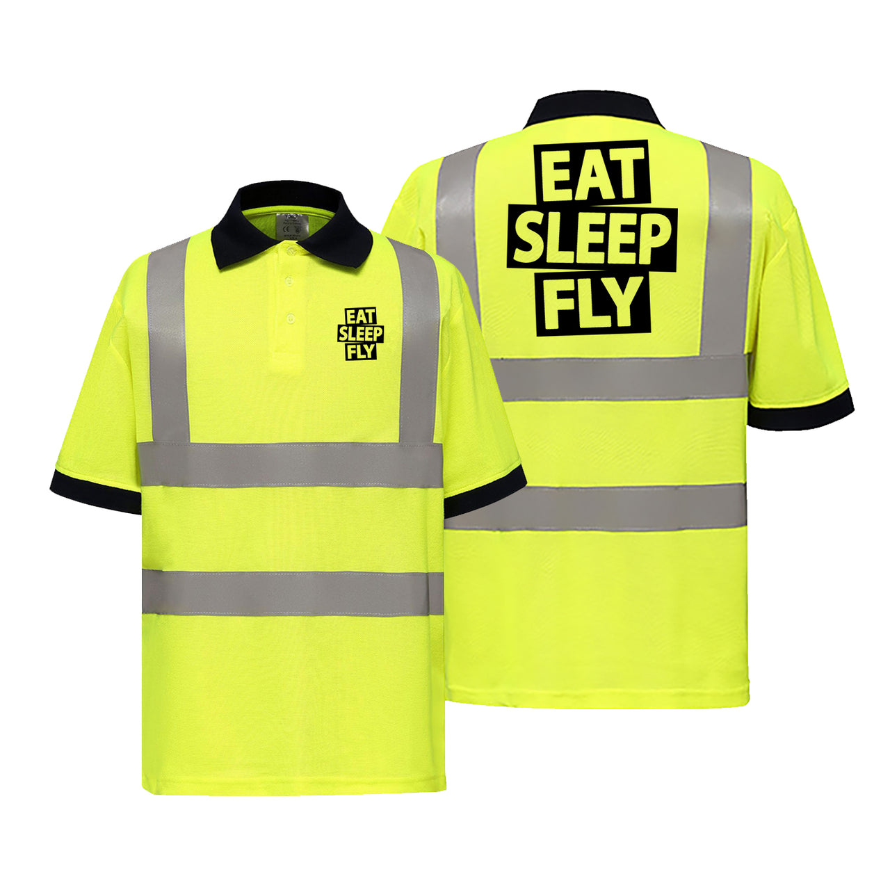 Eat Sleep Fly Designed Reflective Polo T-Shirts