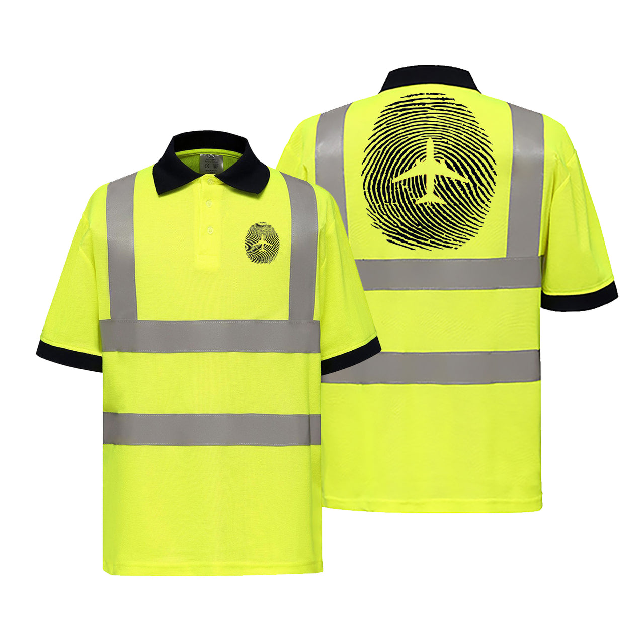 Aviation Finger Print Designed Reflective Polo T-Shirts