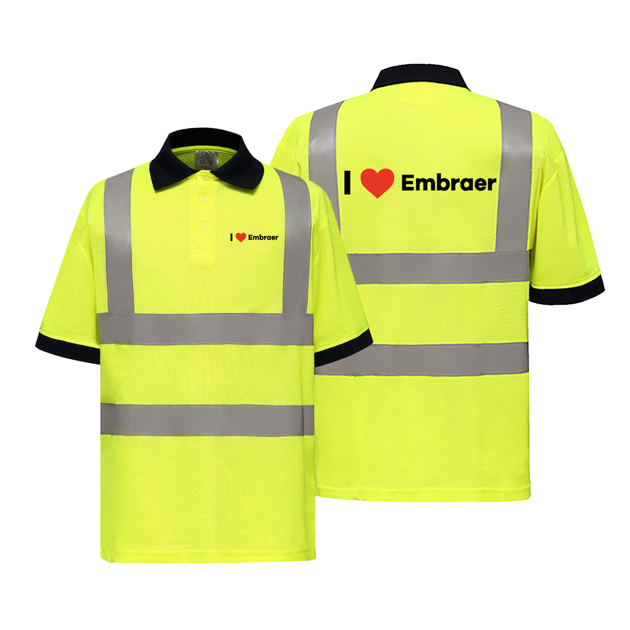 I Love Embraer Designed Reflective Polo T-Shirts