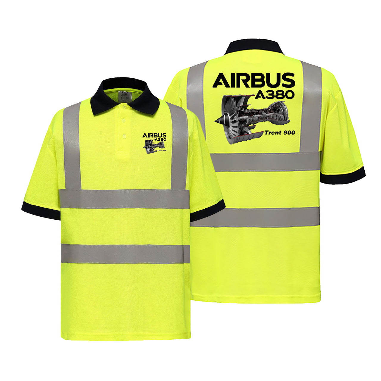 Airbus A380 & Trent 900 Engine Designed Reflective Polo T-Shirts