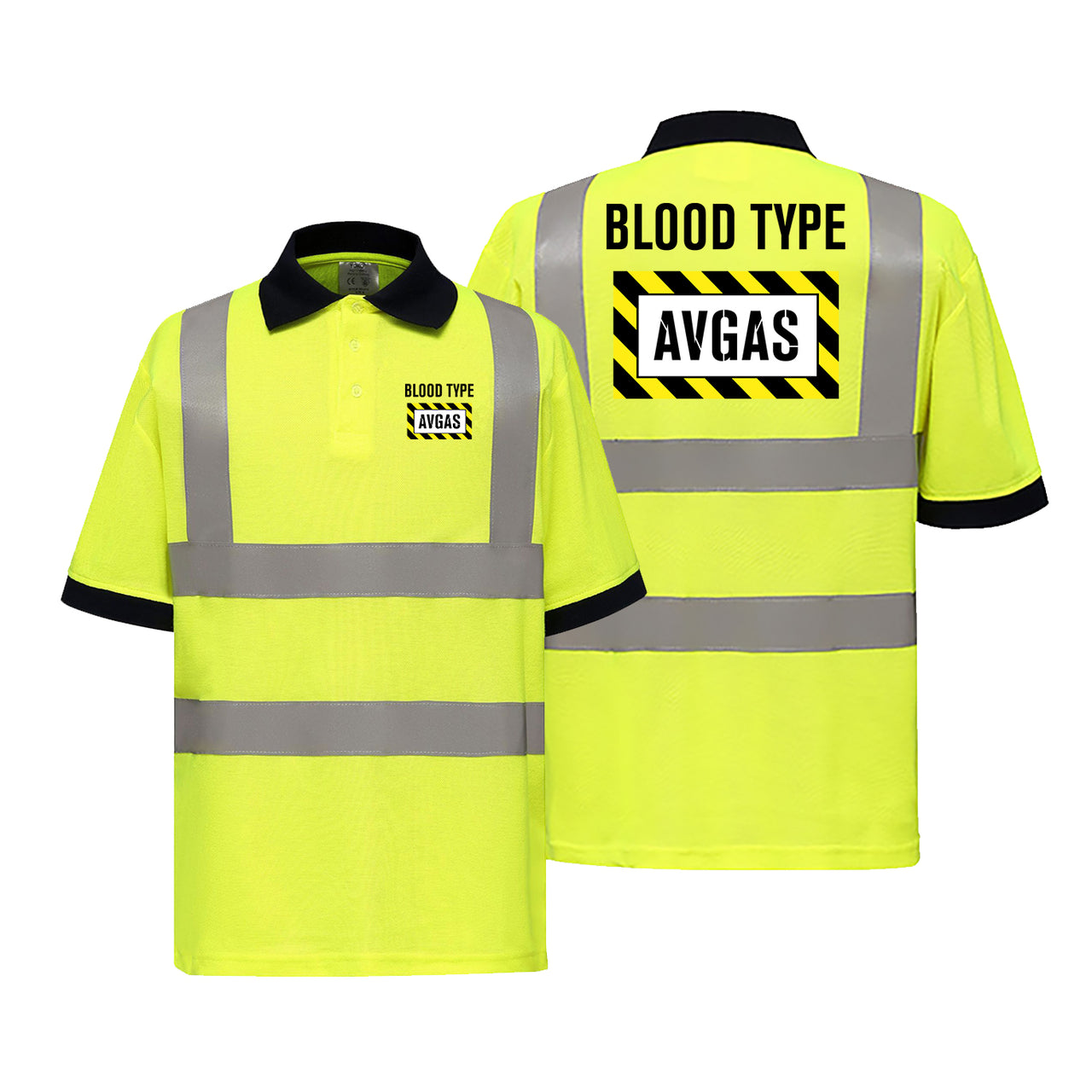 Blood Type AVGAS Designed Reflective Polo T-Shirts