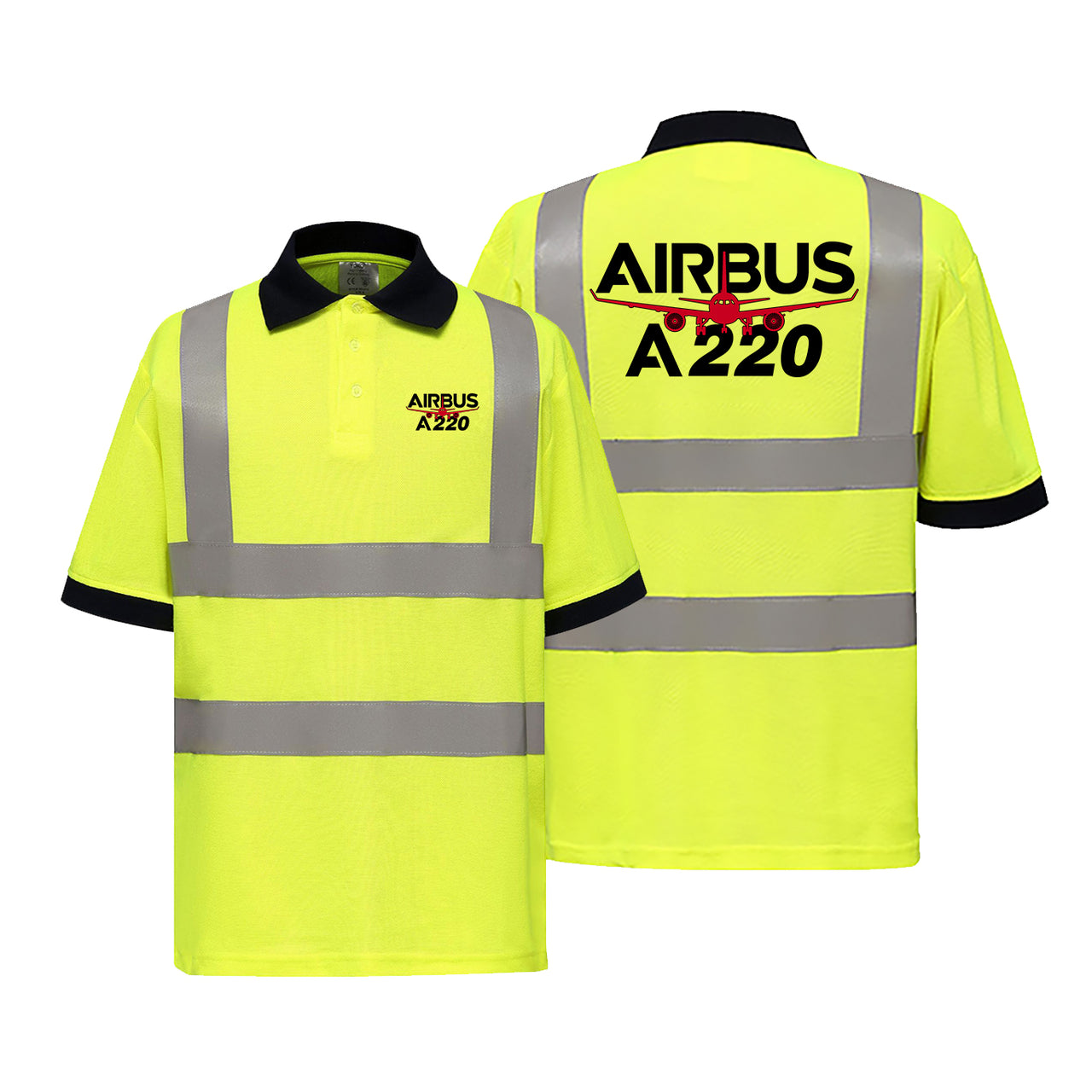 Airbus A220 Designed Reflective Polo T-Shirts