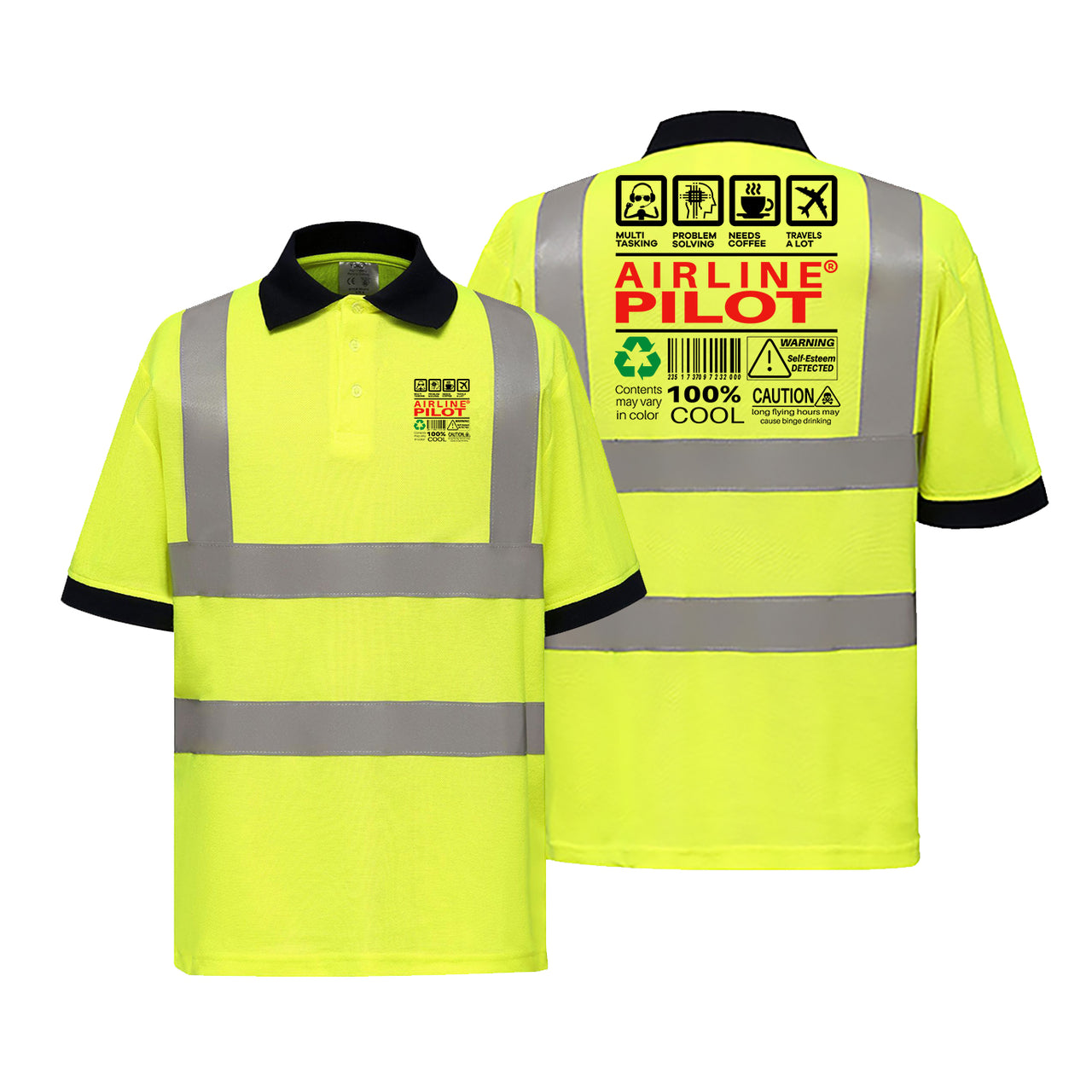 Airline Pilot Label Designed Reflective Polo T-Shirts