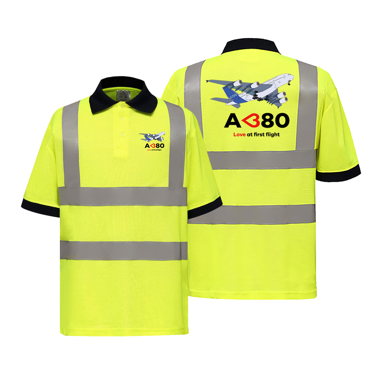 Airbus A380 Love at first flight Designed Reflective Polo T-Shirts