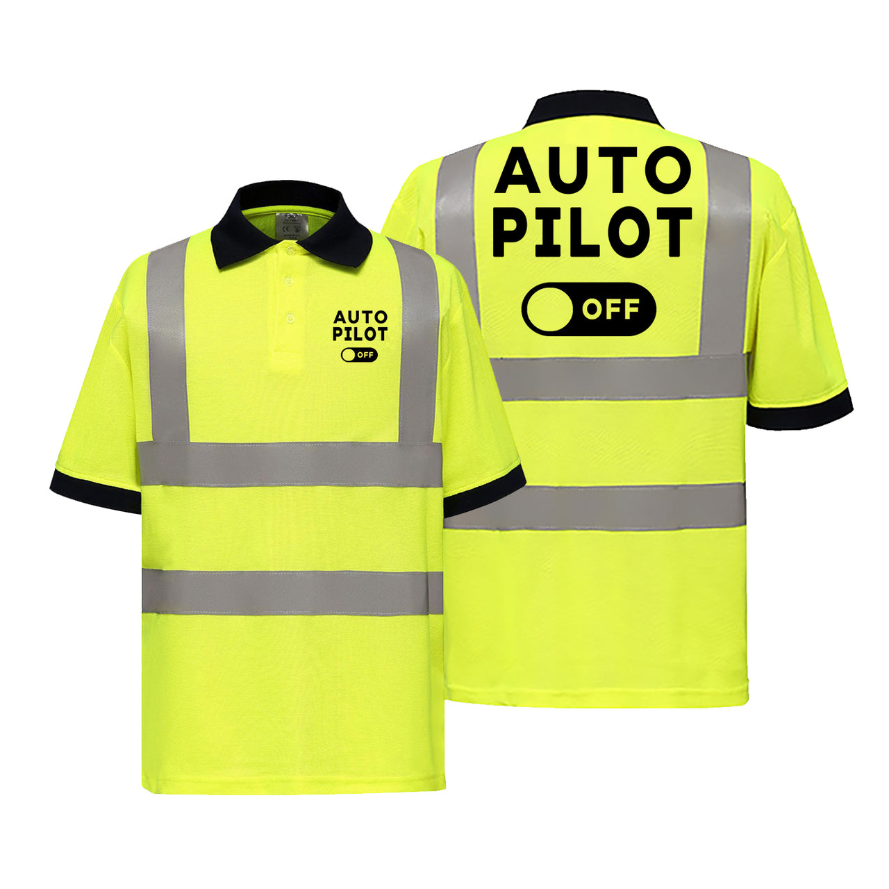 Auto Pilot Off Designed Reflective Polo T-Shirts