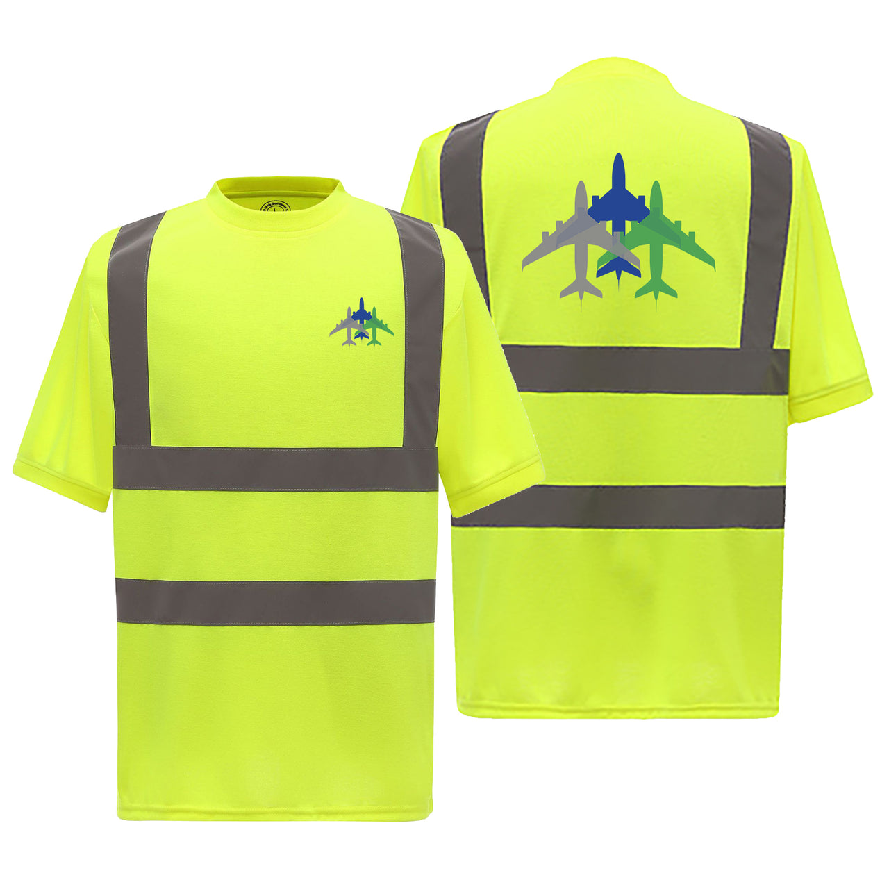 Colourful 3 Airplanes Designed Reflective T-Shirts