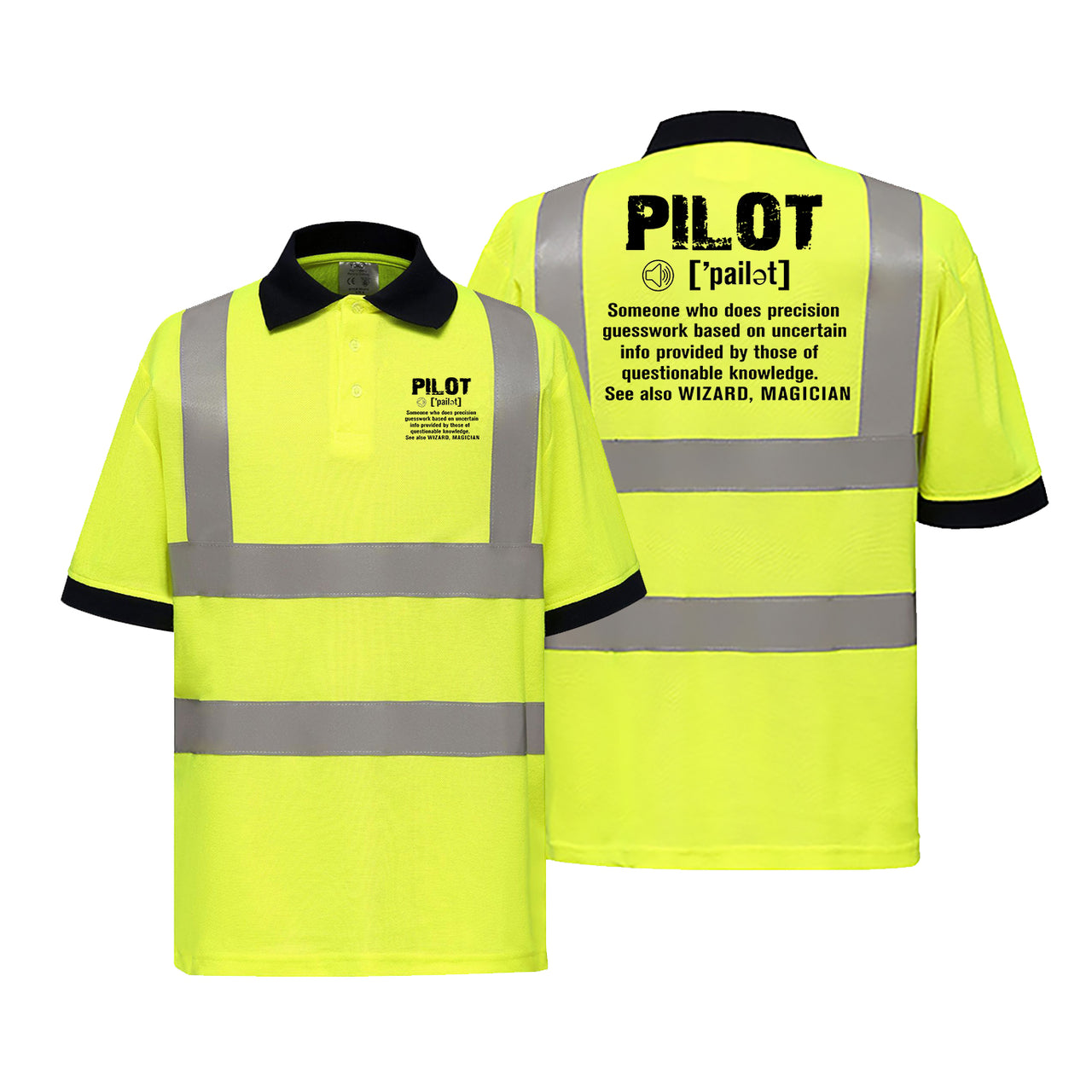 Pilot [Noun] Designed Reflective Polo T-Shirts