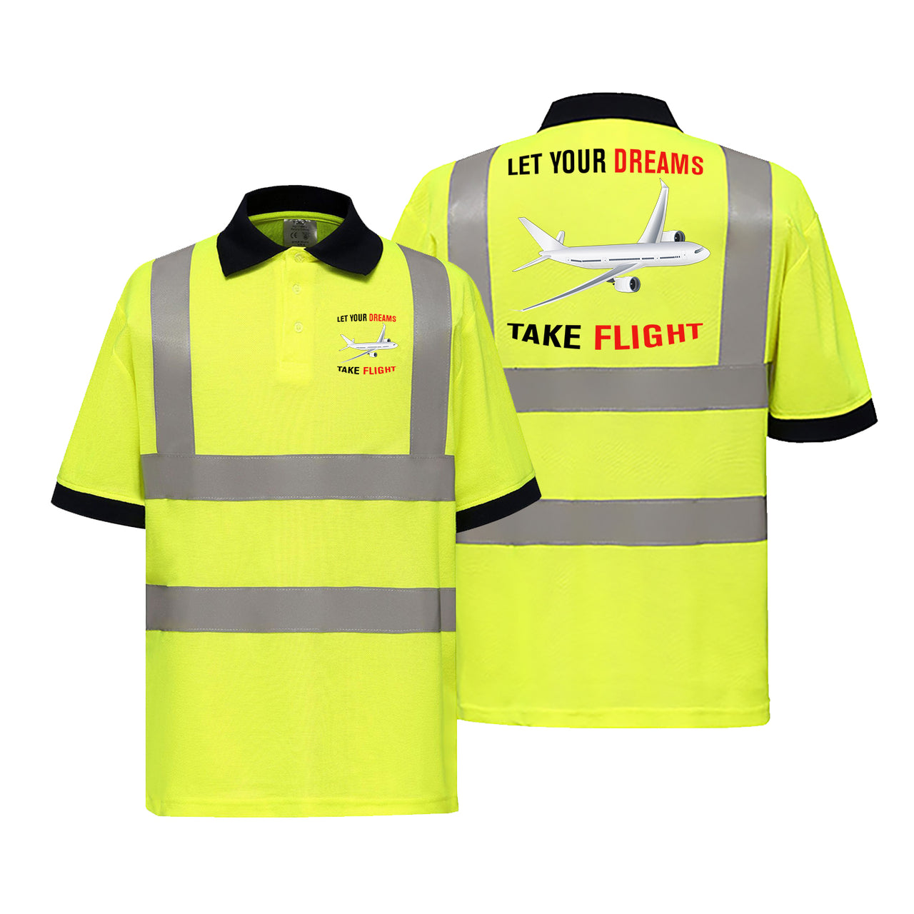 Let Your Dreams Take Flight Designed Reflective Polo T-Shirts